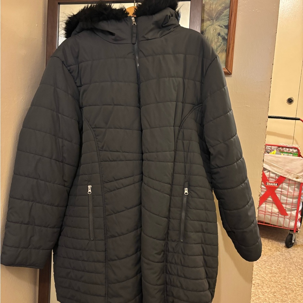 Ashley Stewart Black Puffer Coat with Hood